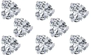 14k White Gold Plated 4Ct Heart White Sapphire Set Of Four Stud Earrings