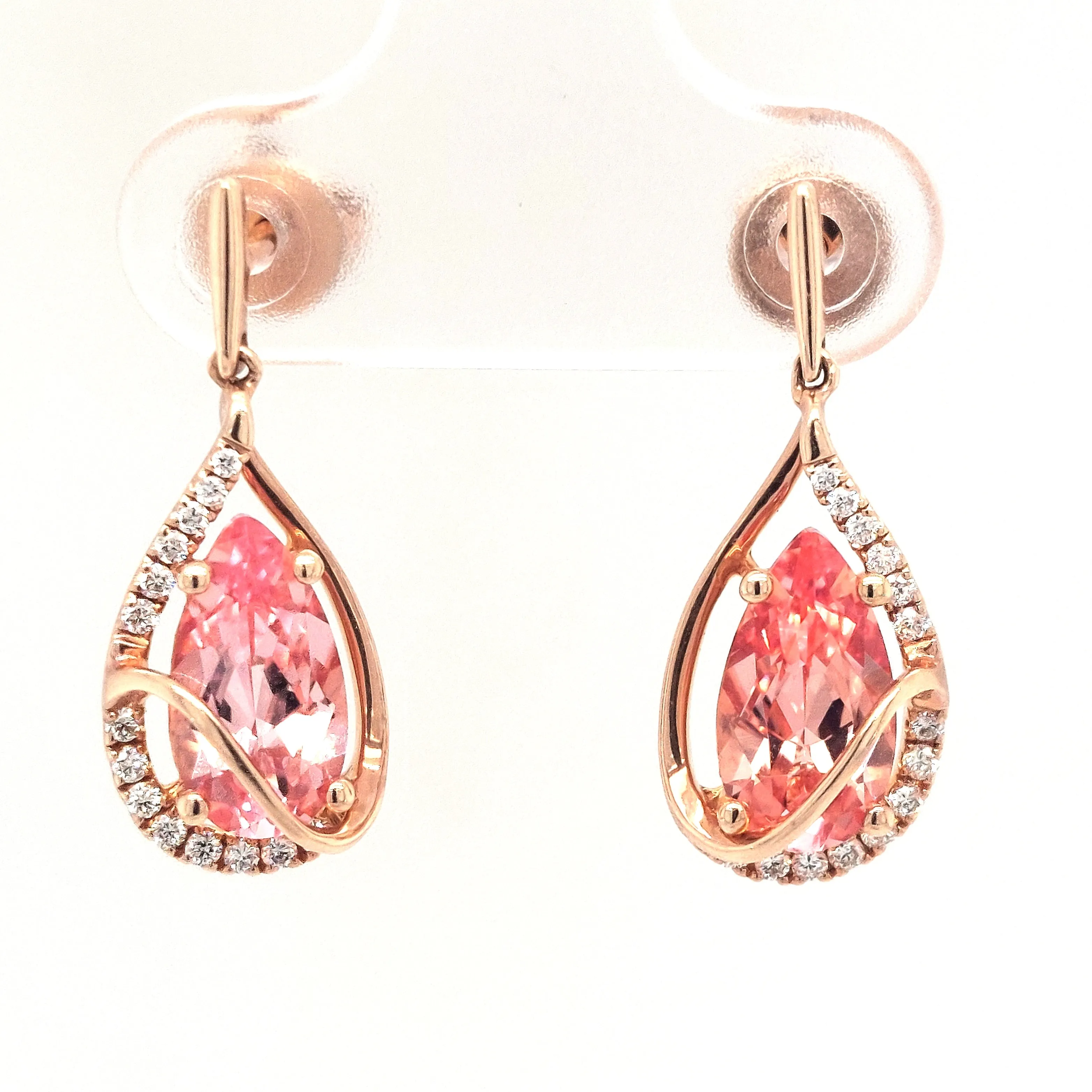 14KR Chatham Champagne Sapphire Earring Pair