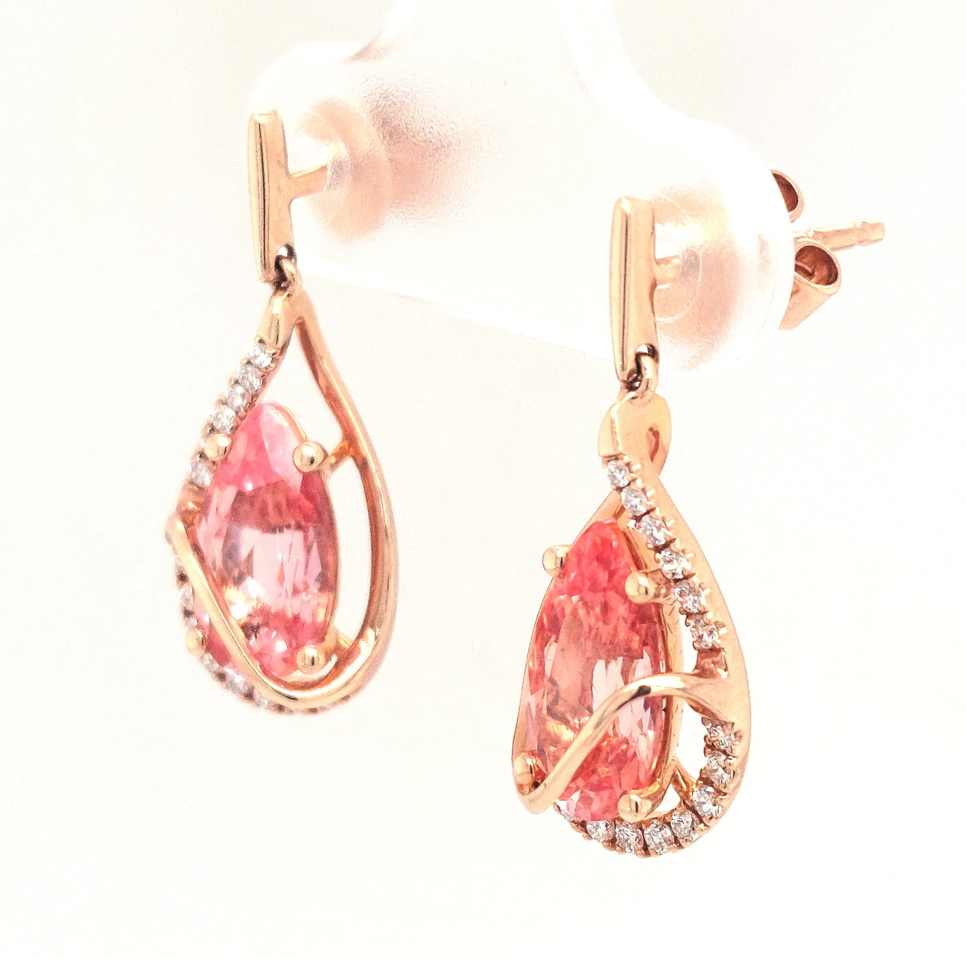 14KR Chatham Champagne Sapphire Earring Pair