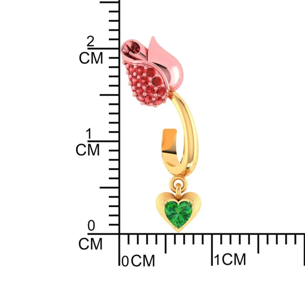 22k Gold Earrings With Stone-studded Yellow Flower Design And A Heart Drop