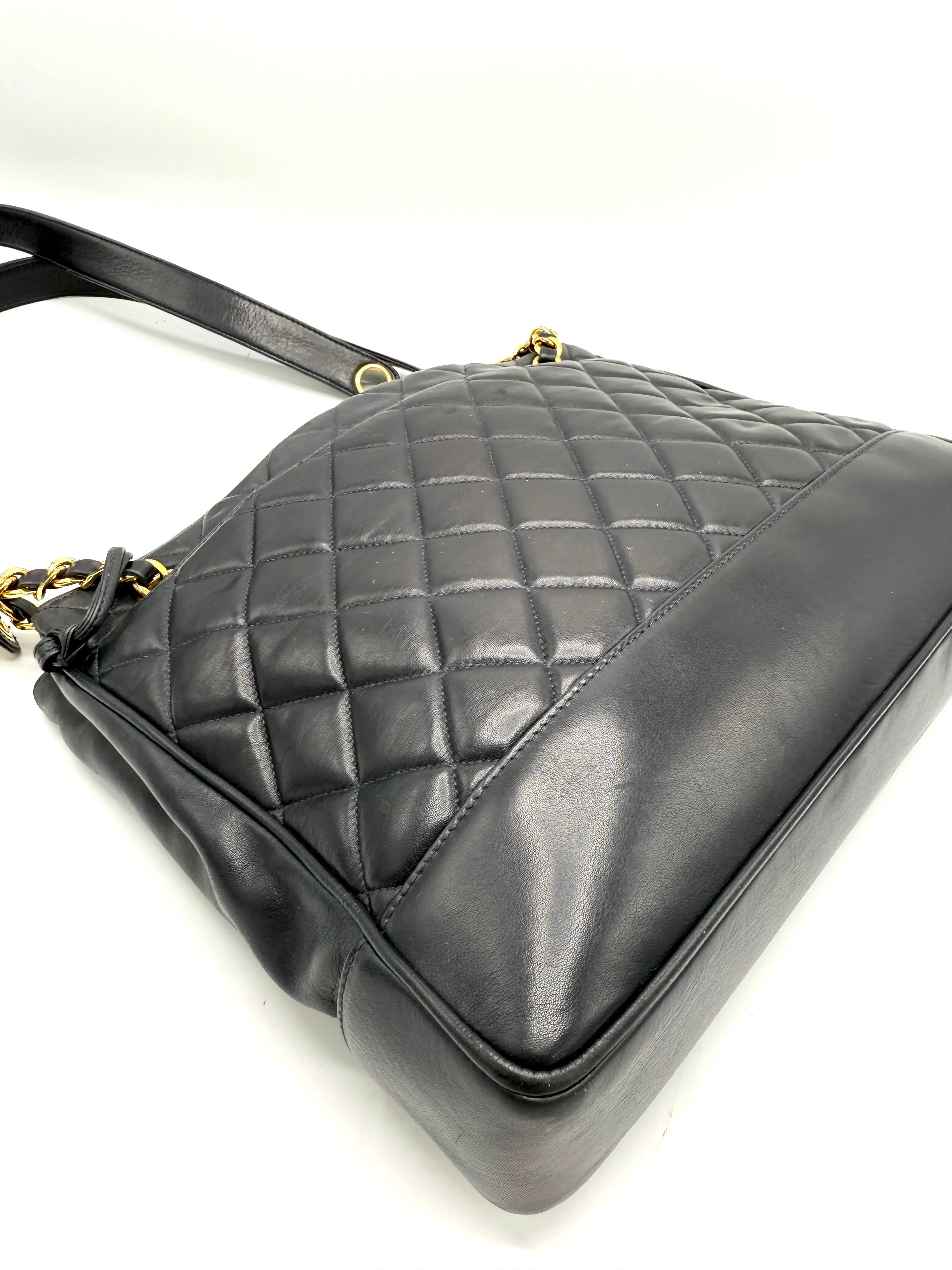 24k Midnight Blue Quilted Lambskin Golden Ball Tote