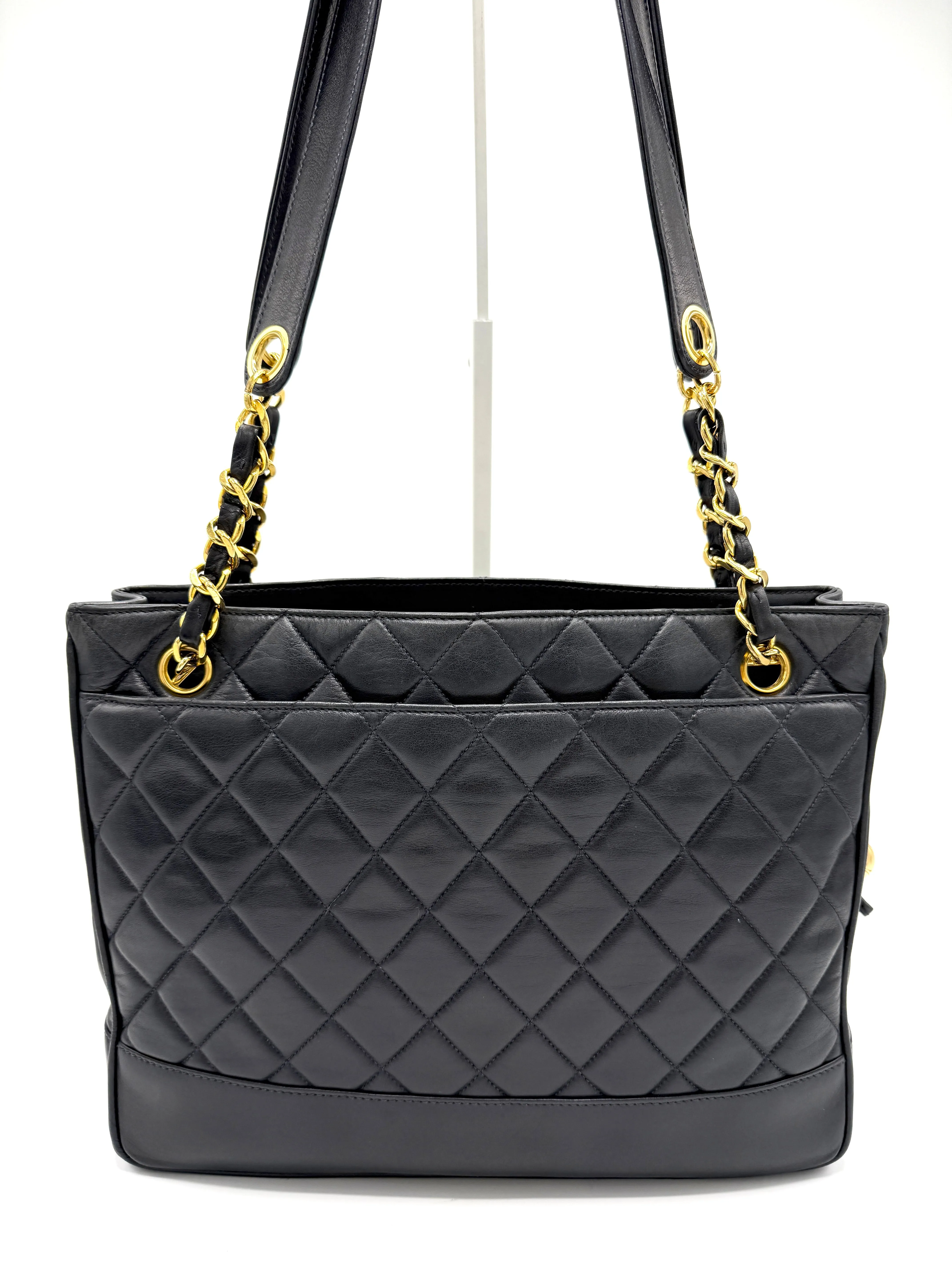 24k Midnight Blue Quilted Lambskin Golden Ball Tote