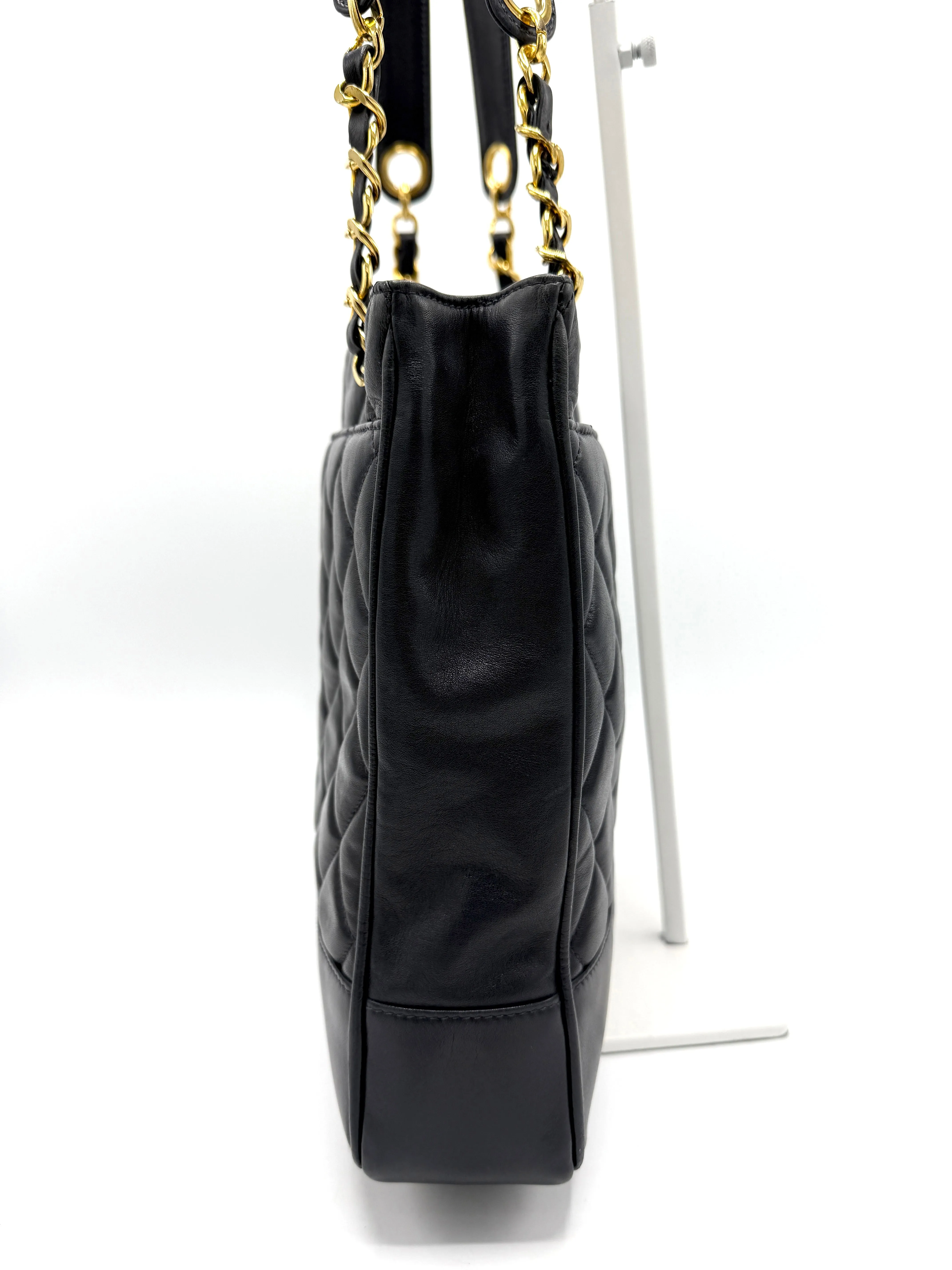 24k Midnight Blue Quilted Lambskin Golden Ball Tote