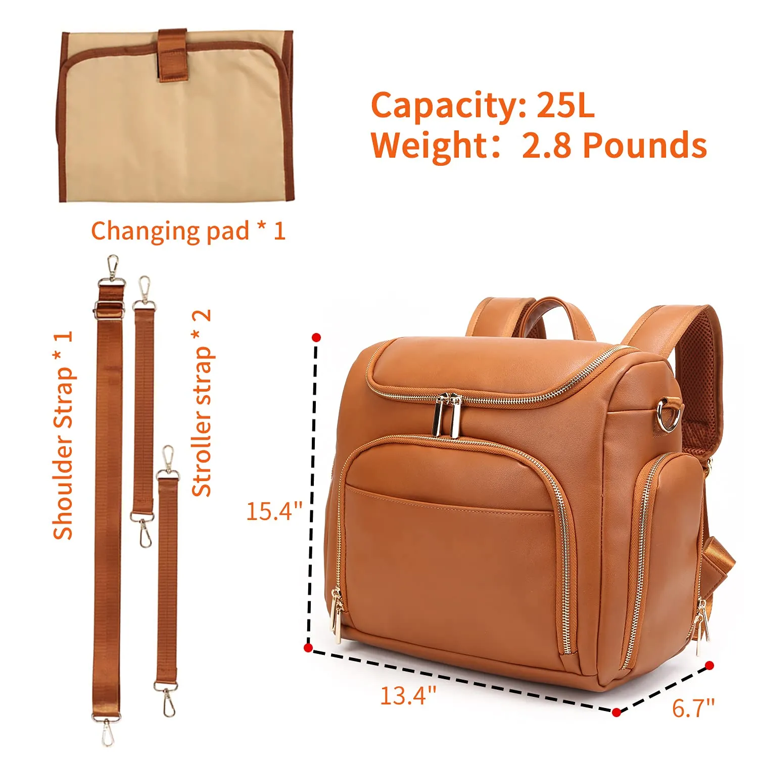 7-in-1 Baby Large Capacity Diaper Bag with Changing Pad