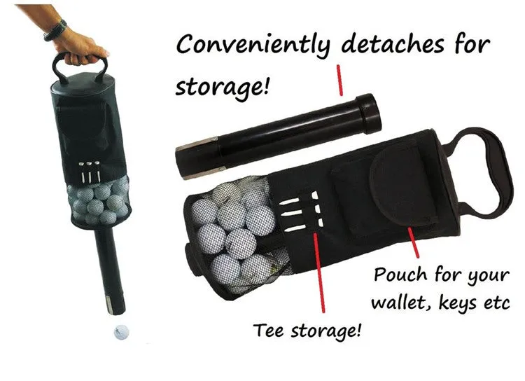 A99 Golf Shag Bag II Convenient Pocket and Tees Pick Up Ball Storage - Hold up to 75-80 Golf Balls