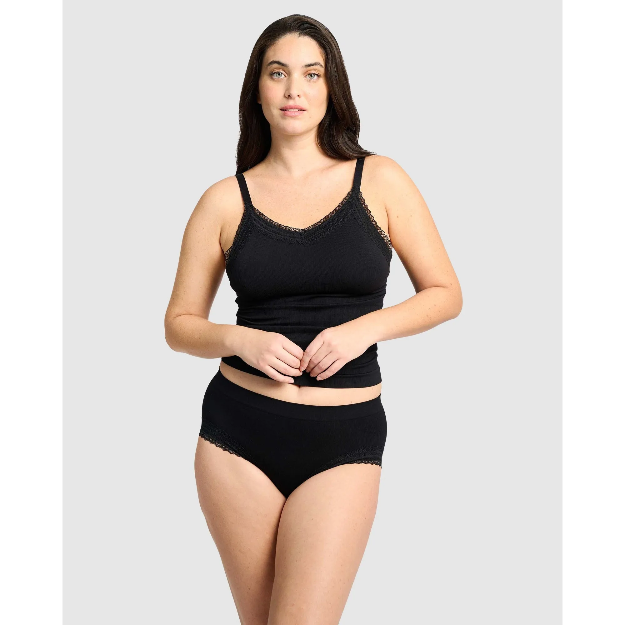 Agathe Ribbed Full Coverage Shorty Underwear-Black