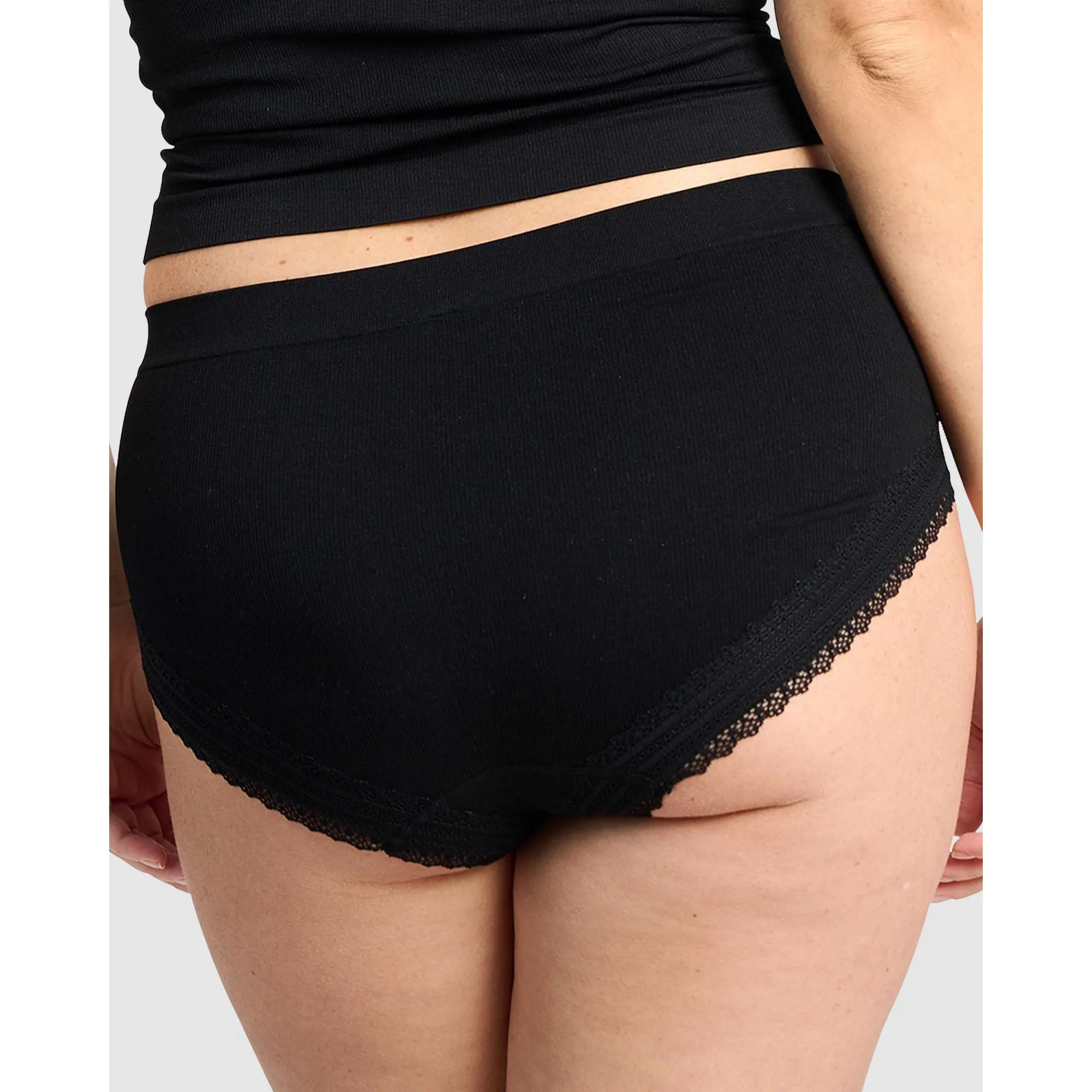 Agathe Ribbed Full Coverage Shorty Underwear-Black