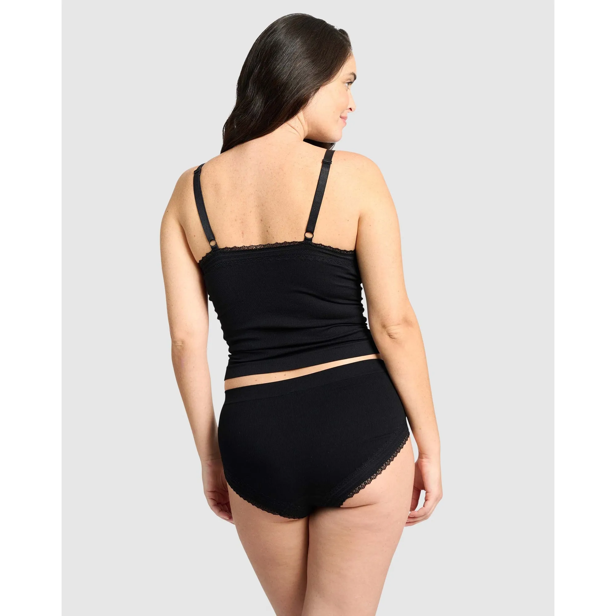 Agathe Ribbed Full Coverage Shorty Underwear-Black