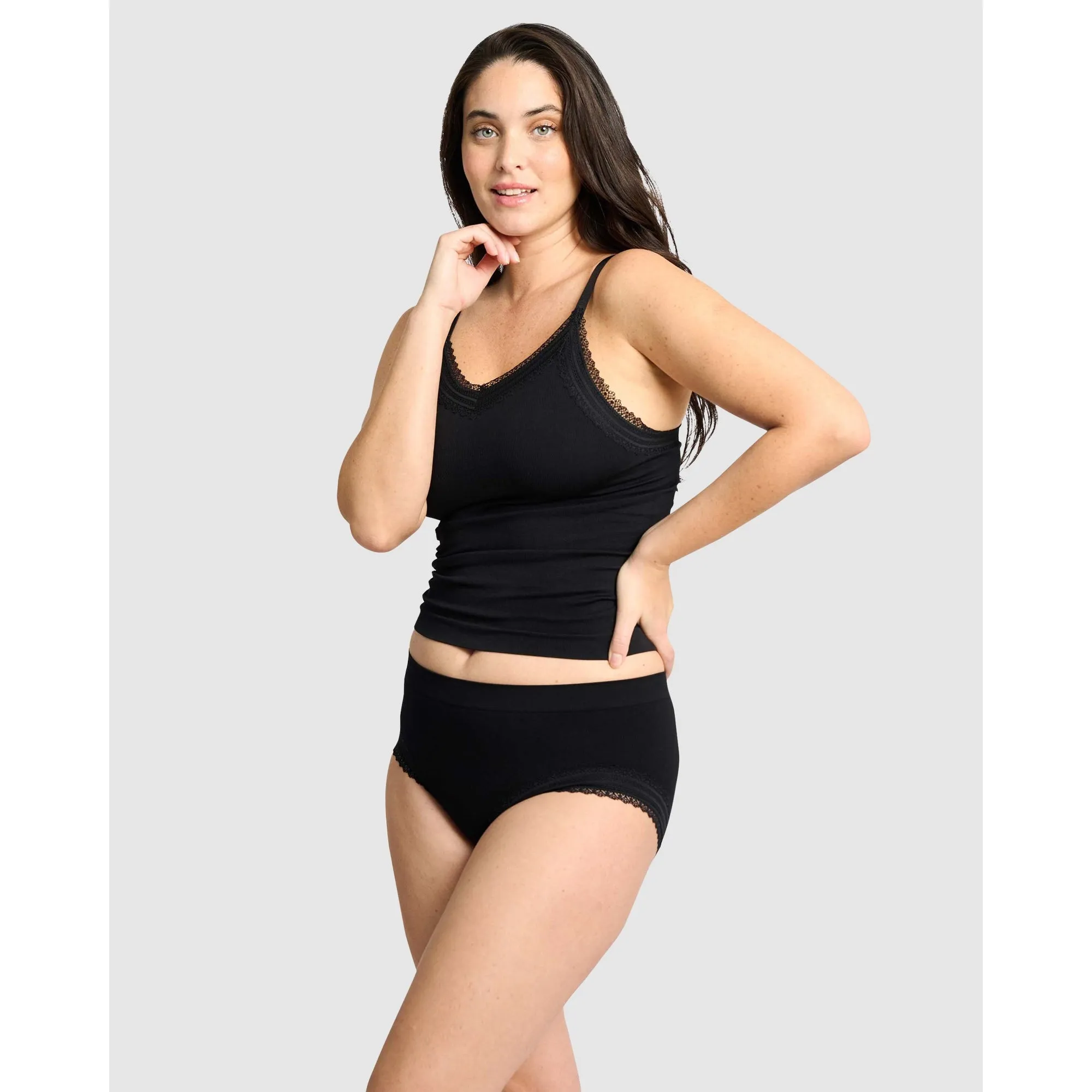Agathe Ribbed Full Coverage Shorty Underwear-Black