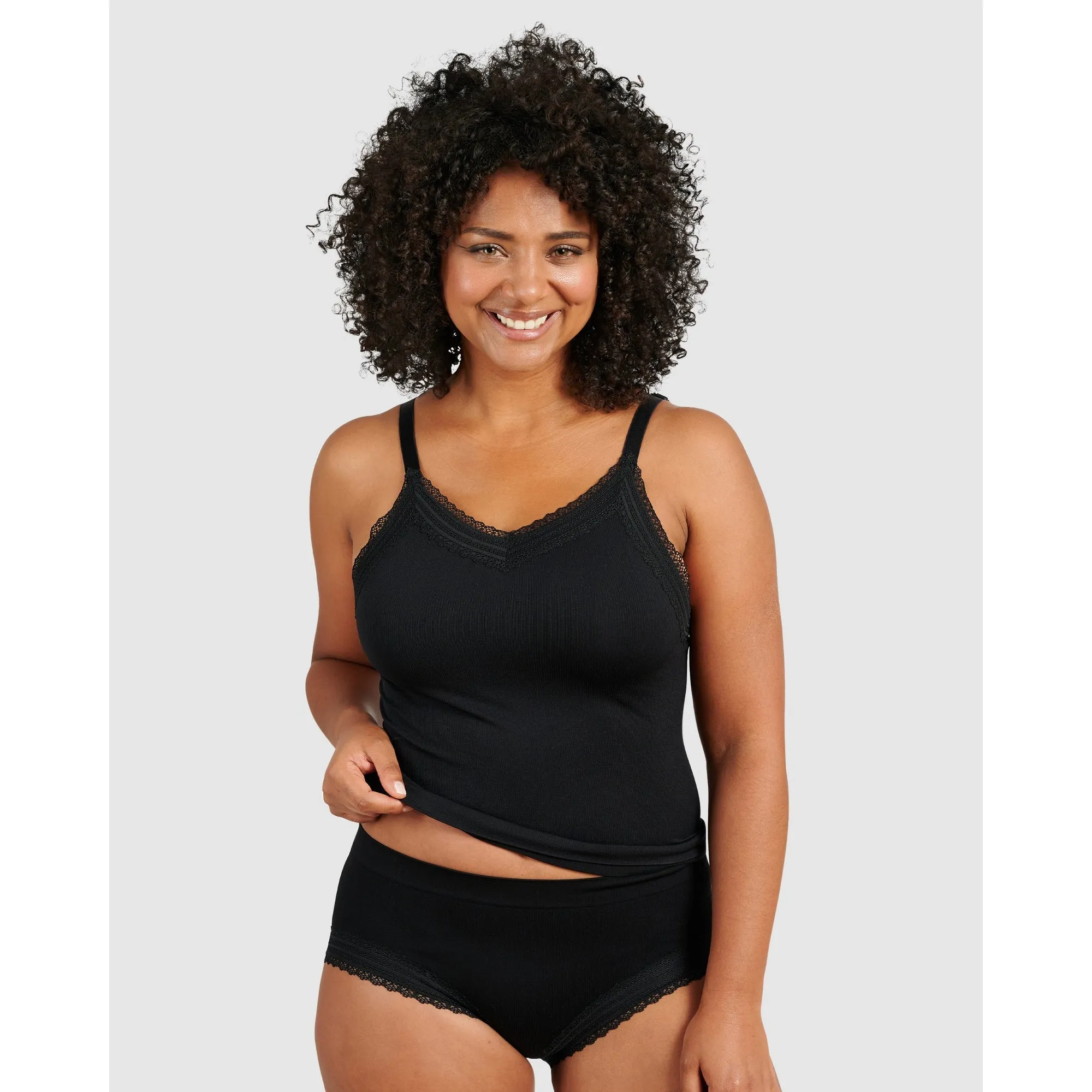 Agathe Ribbed Full Coverage Shorty Underwear-Black
