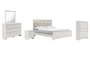 Altyra King Panel Bed with Mirrored Dresser, Chest and Nightstand