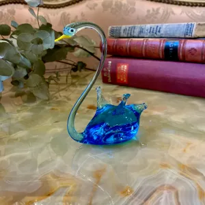 Beautiful Blue Swan Murano Figurine