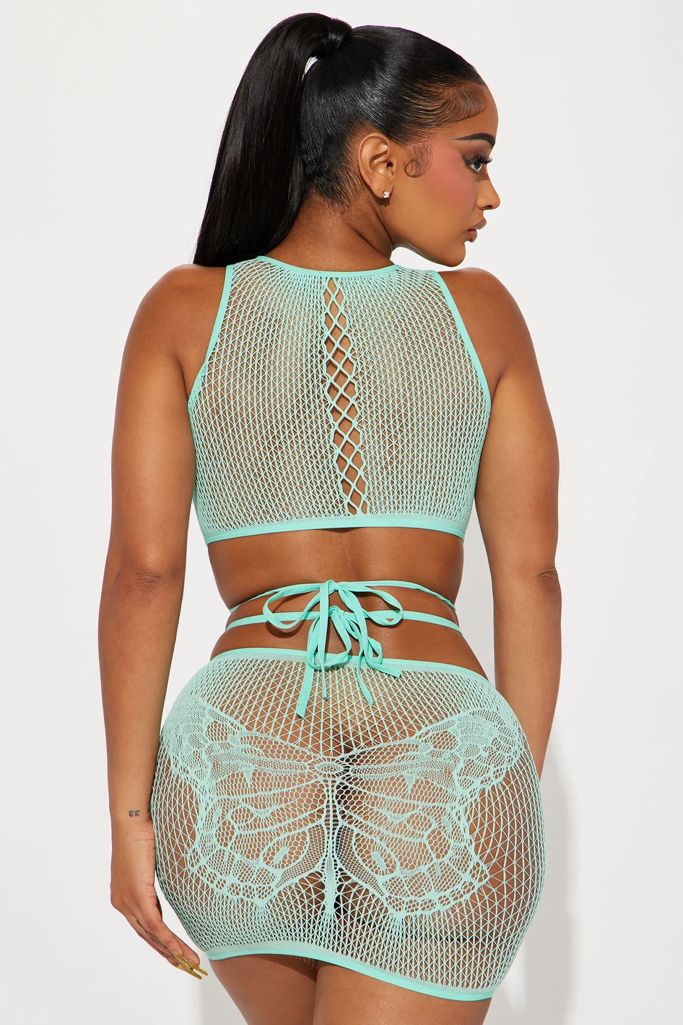 Beautiful Butterfly Bodystocking Set - Green