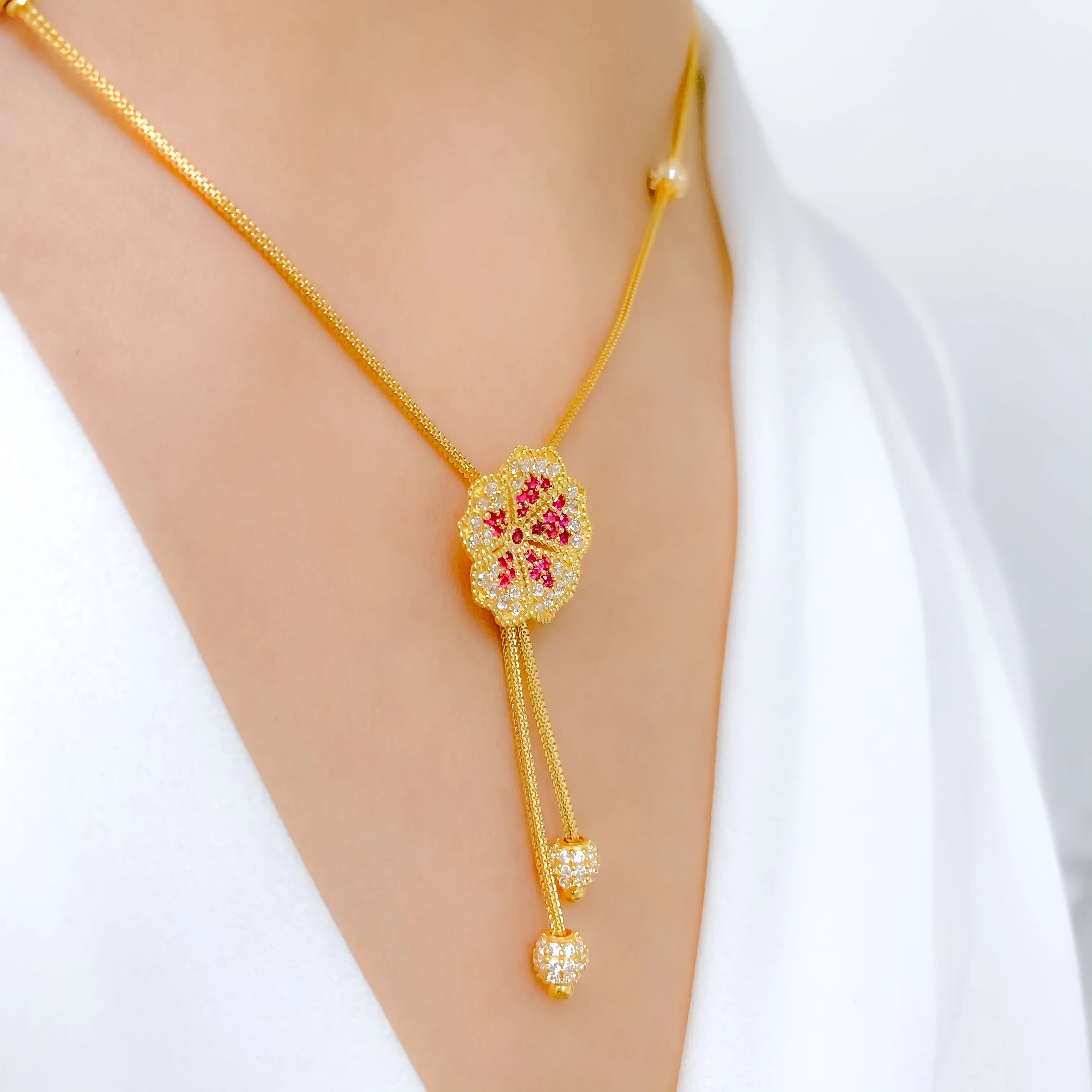Beautiful Floral CZ Necklace
