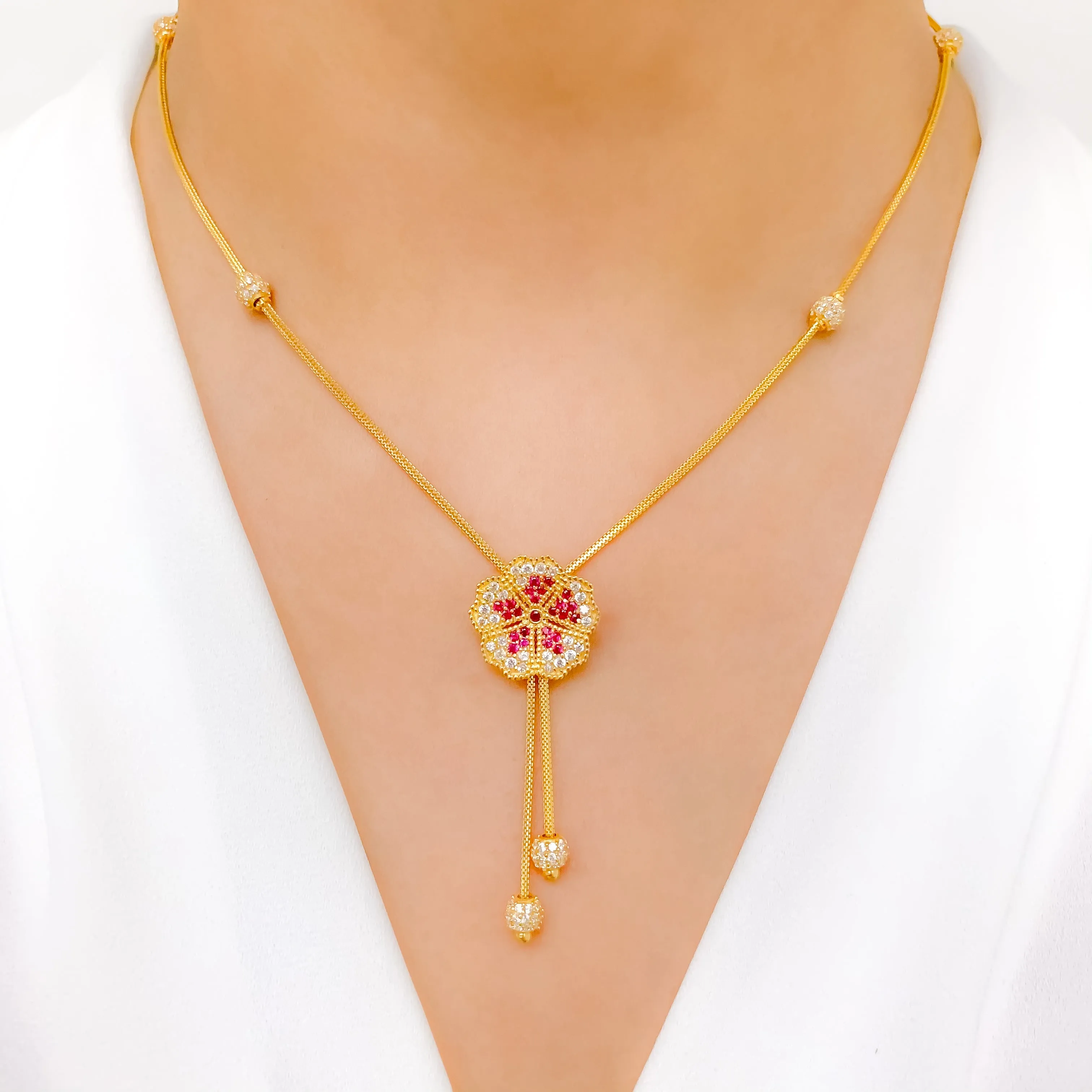 Beautiful Floral CZ Necklace