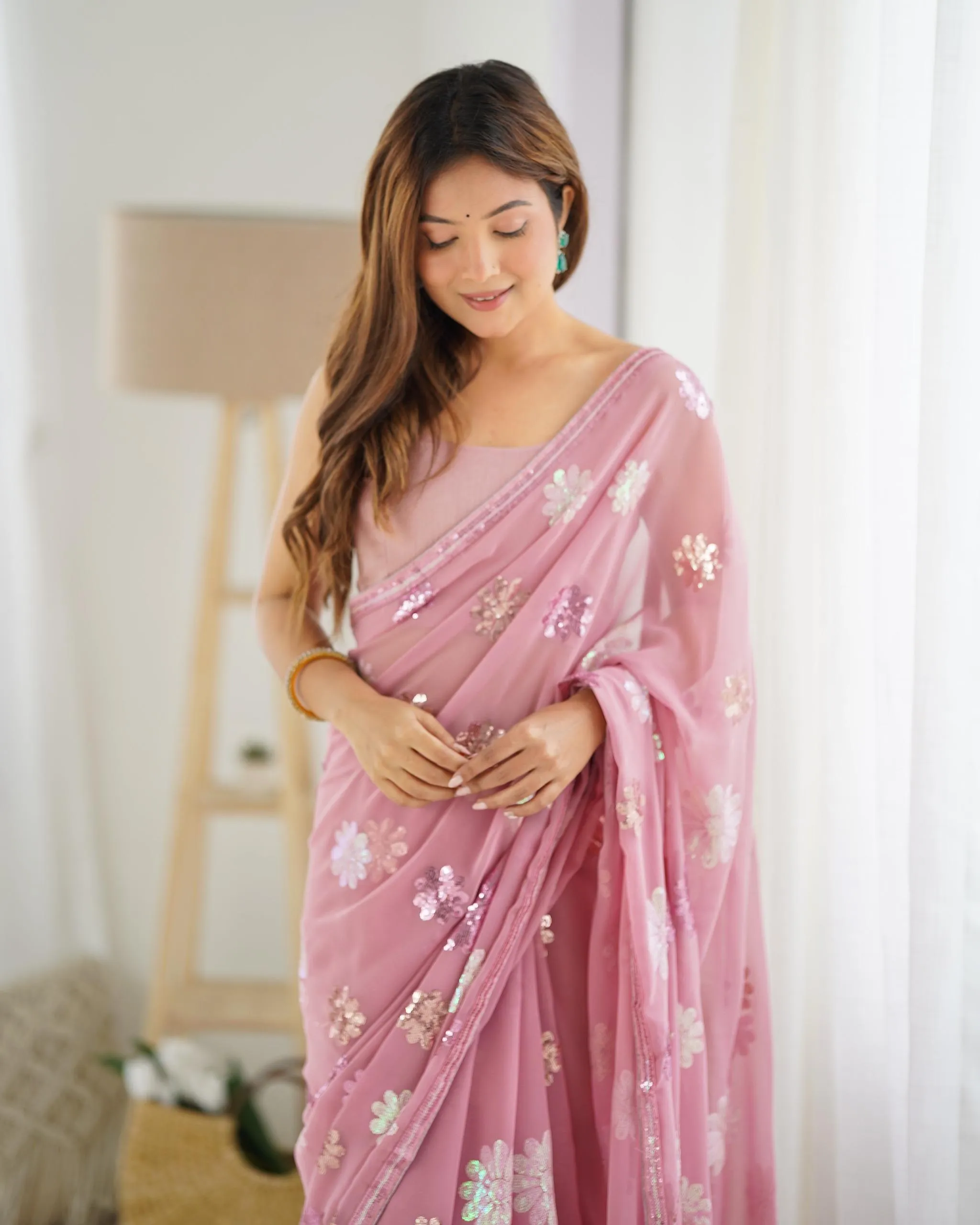 Beautiful Multi Colour Sequins Saree