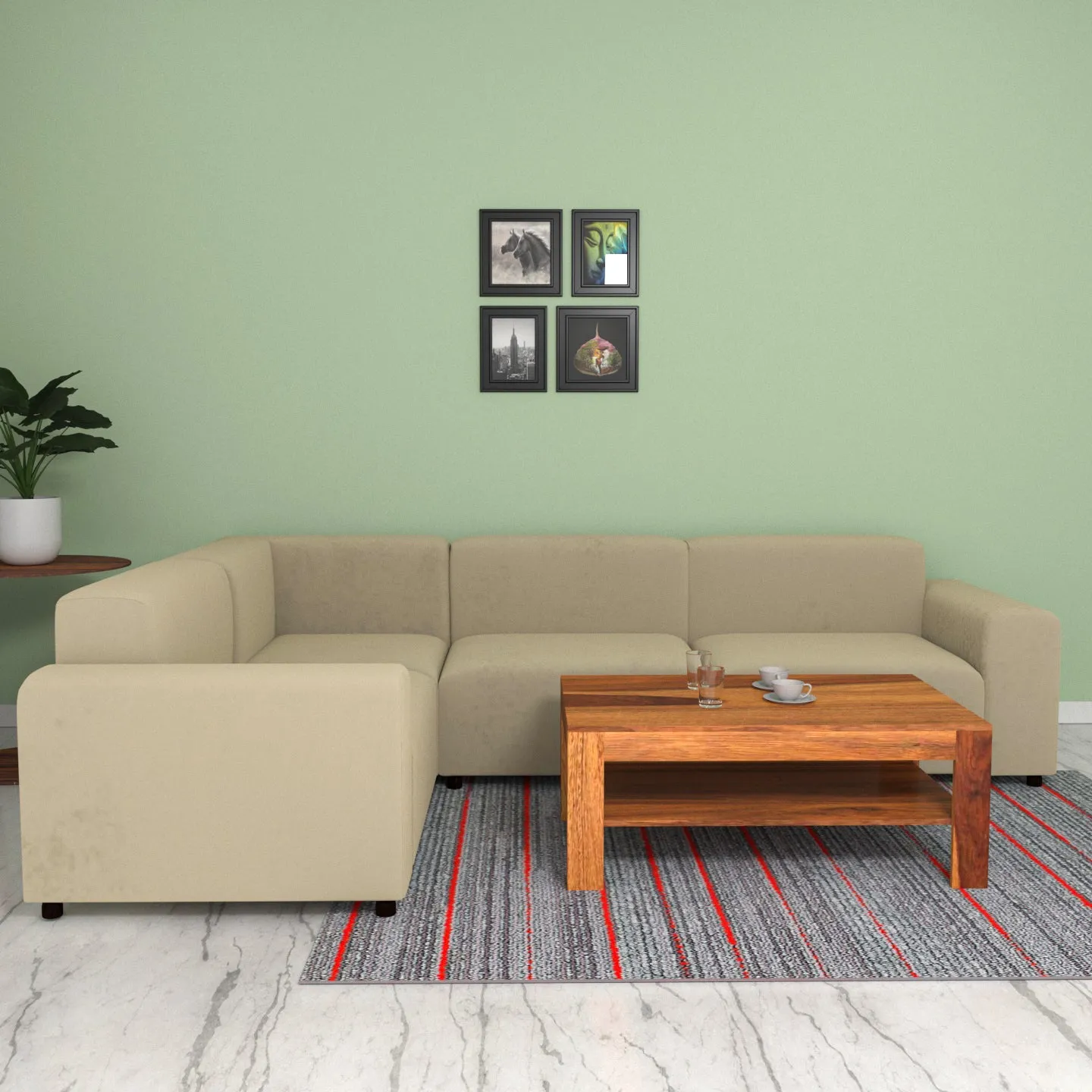Better Blonde Pastel Coloured Comfort Long L Shaped 4 Seater Sofa for Home