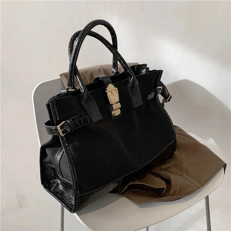 Big Patchwork Canvas Tote Bag