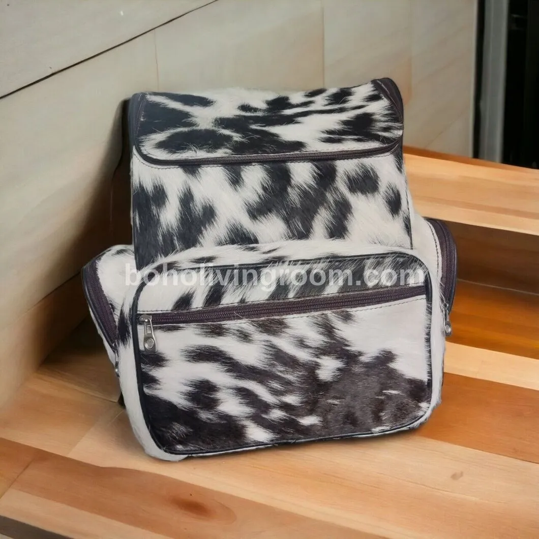 Black White Cowhide Bag Backpack