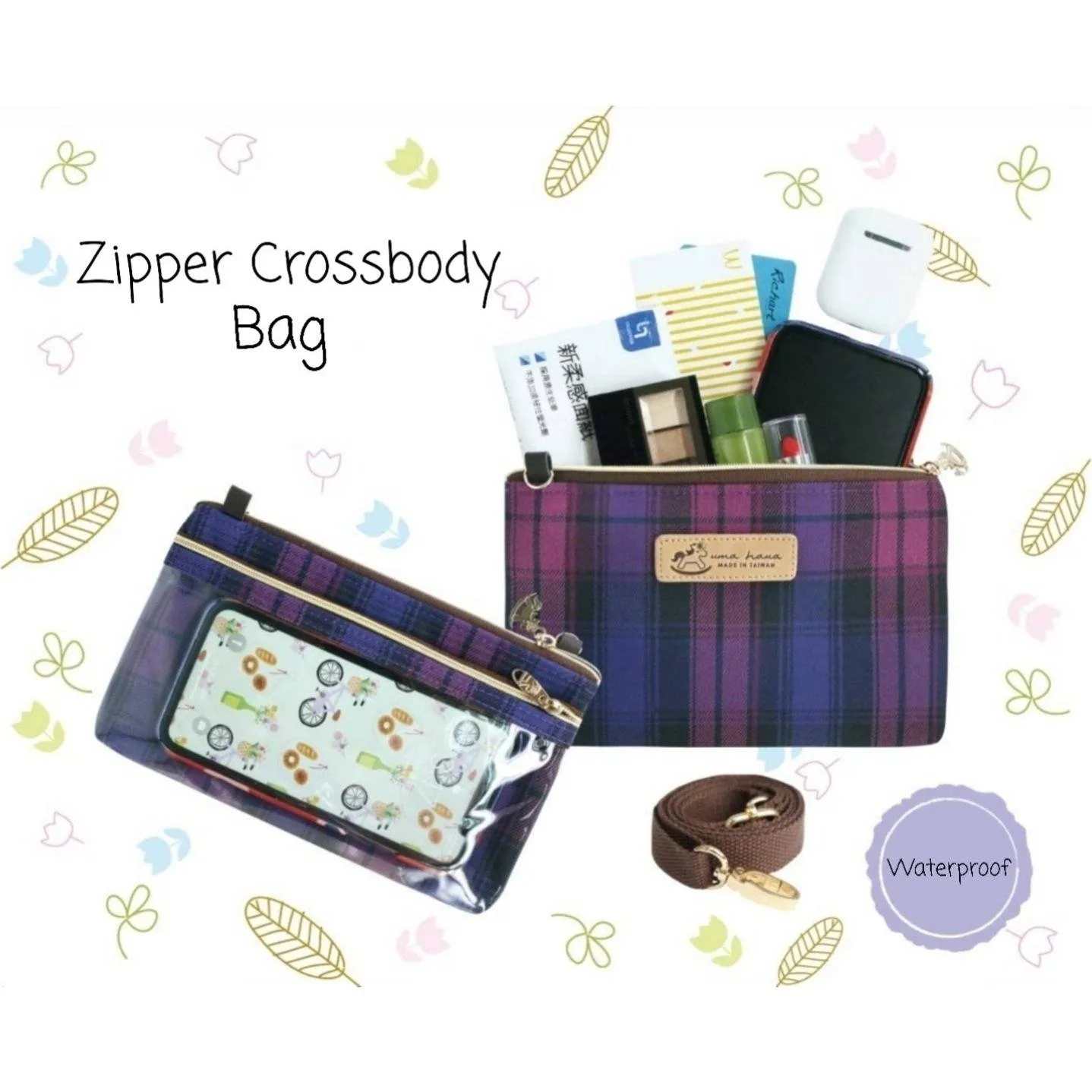 Blue Cat Yoga Zipper Crossbody