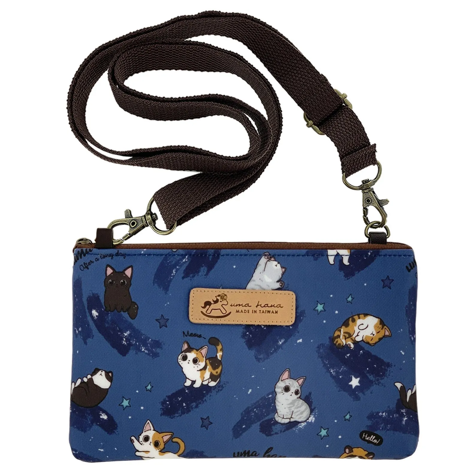 Blue Cat Yoga Zipper Crossbody