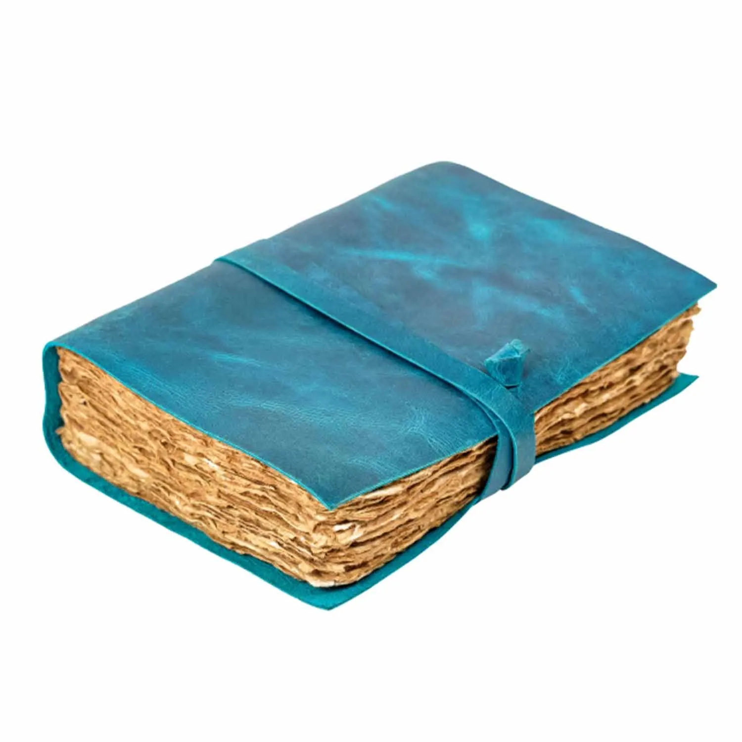 Blue Medieval Leather Journal with Antique Paper