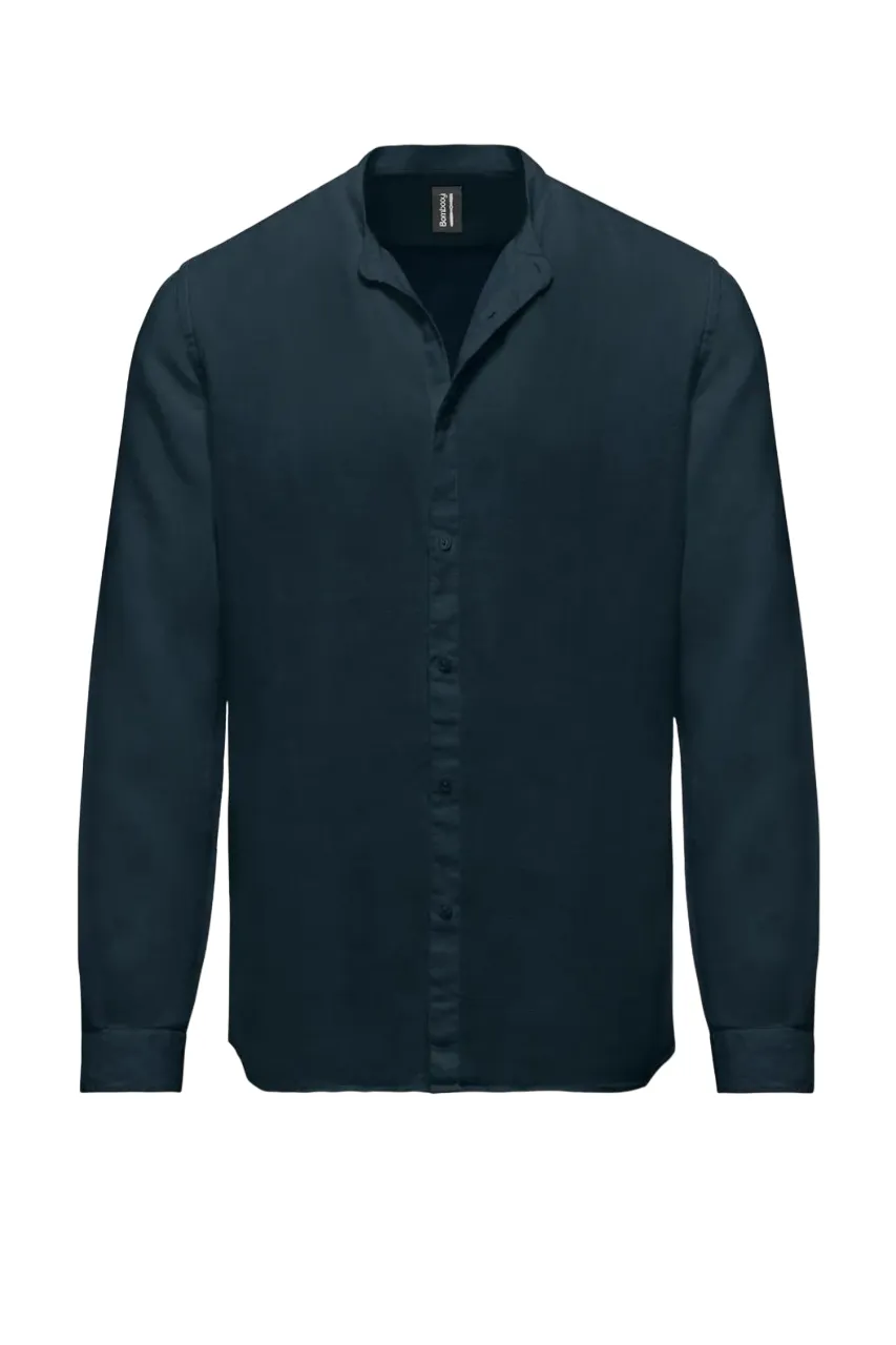 Bomboogie Camicia in lino collo coreana SM6401 T LITPN 20 navy blue