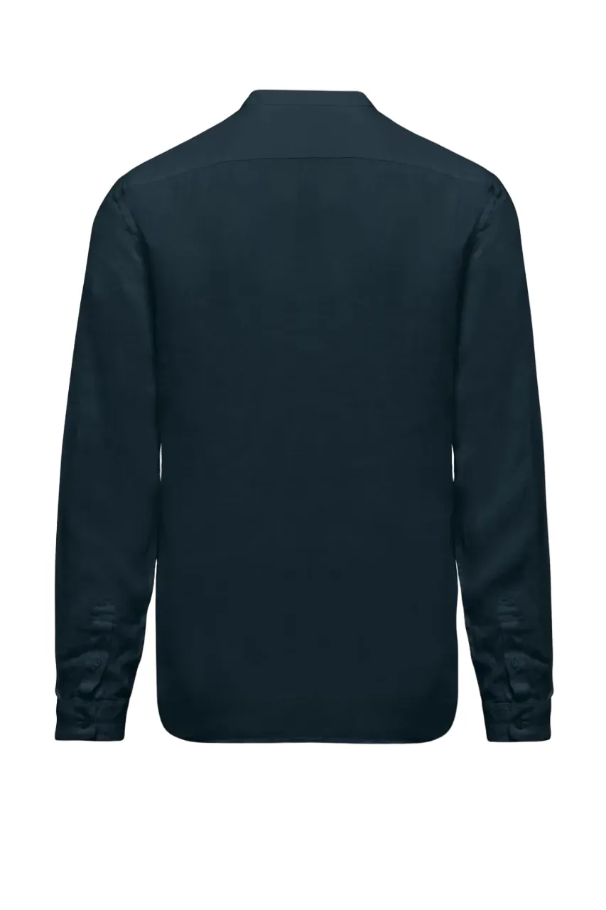 Bomboogie Camicia in lino collo coreana SM6401 T LITPN 20 navy blue