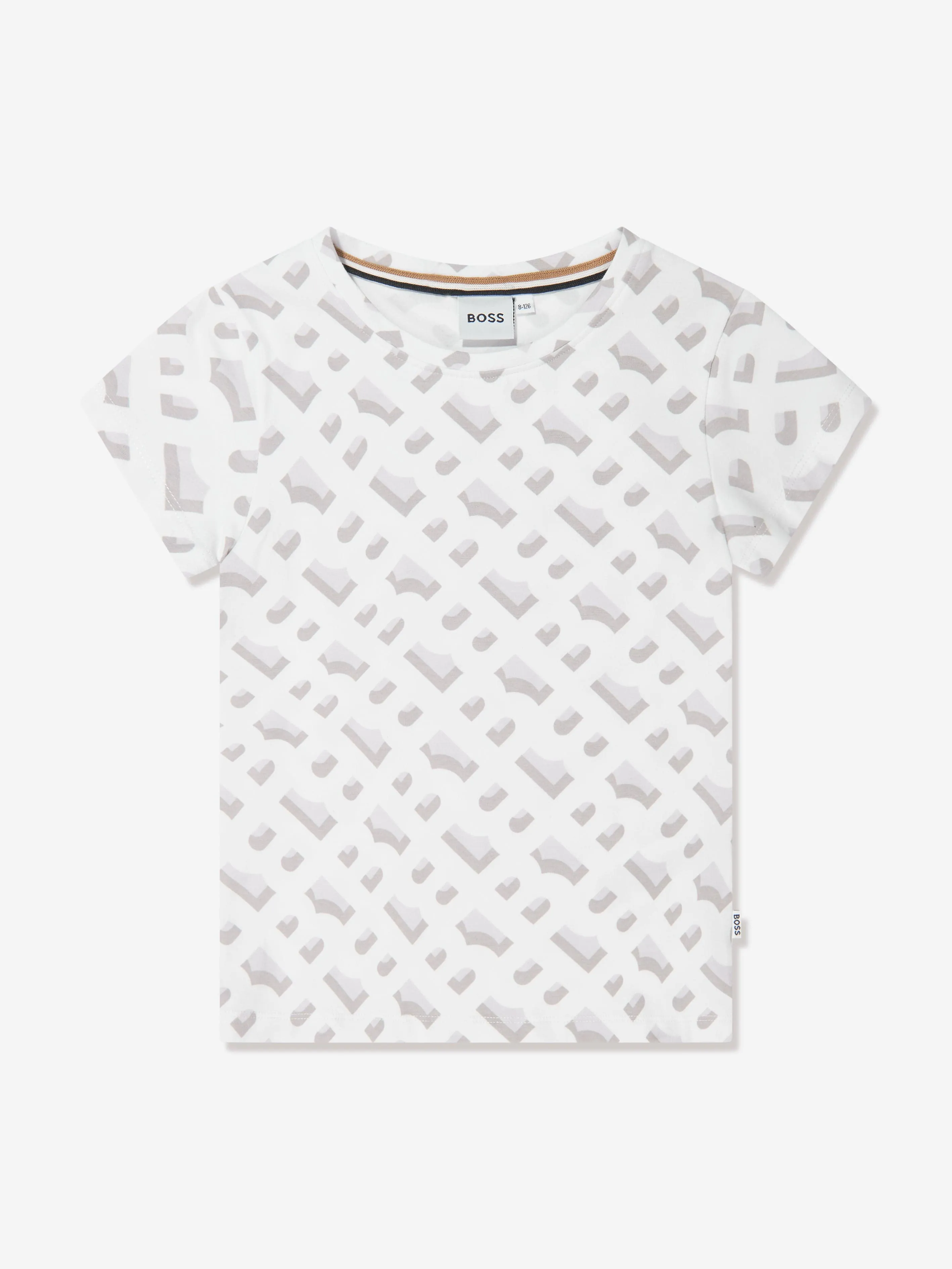BOSS Girls Monogram Print T-Shirt in White