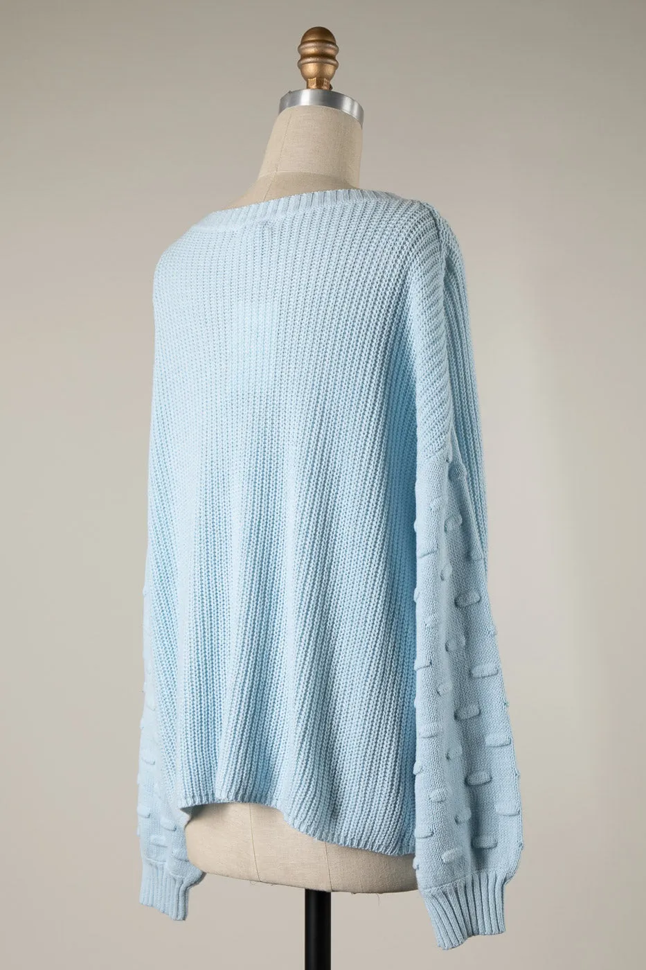 BUBBLE SLEEVE DETAIL CABLE KNIT SWEATER 1 PACK