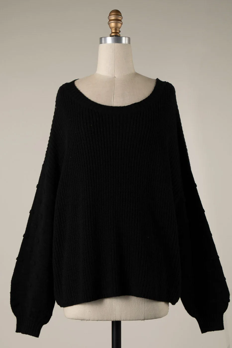 BUBBLE SLEEVE DETAIL CABLE KNIT SWEATER 1 PACK