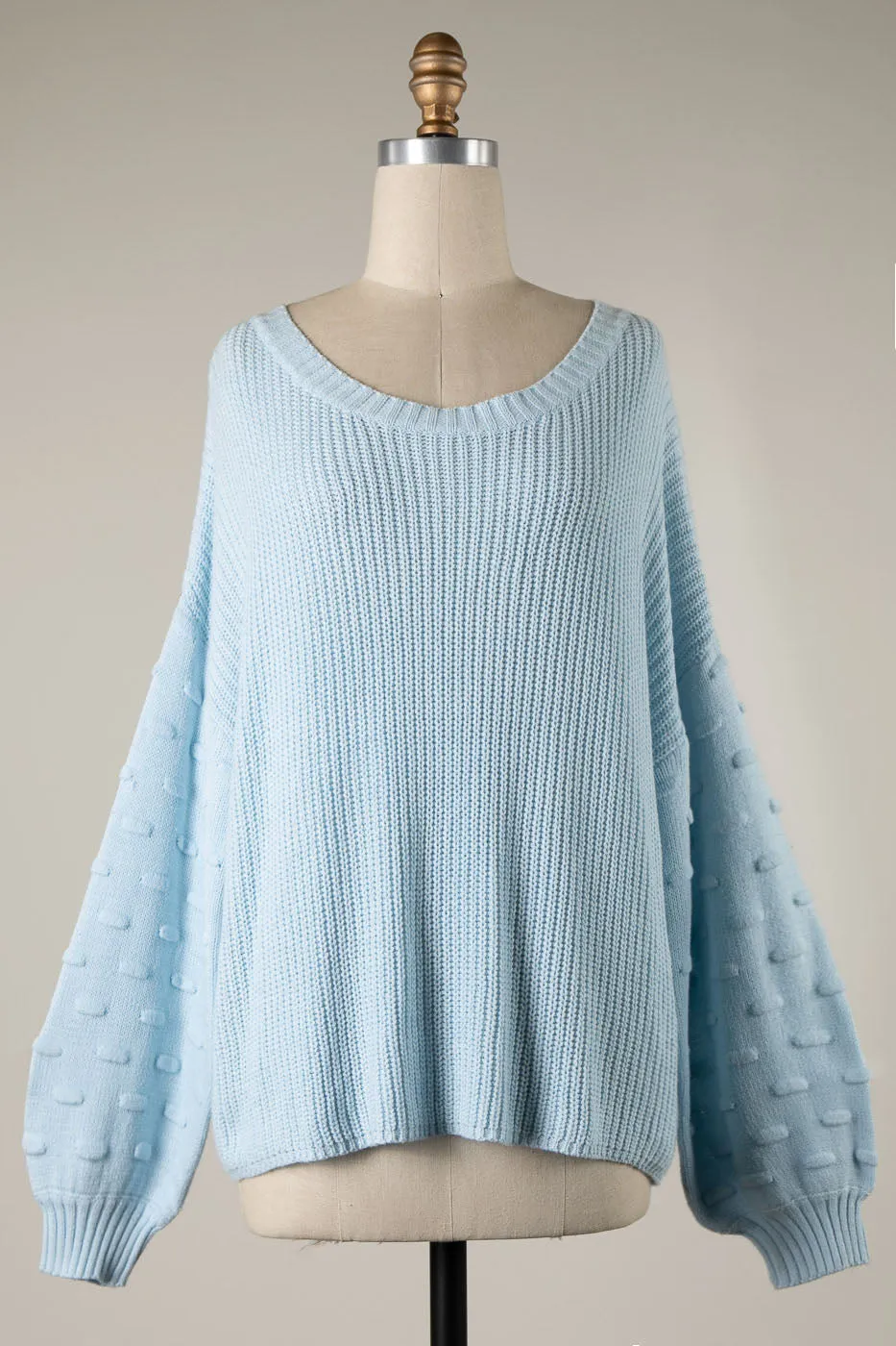 BUBBLE SLEEVE DETAIL CABLE KNIT SWEATER 1 PACK