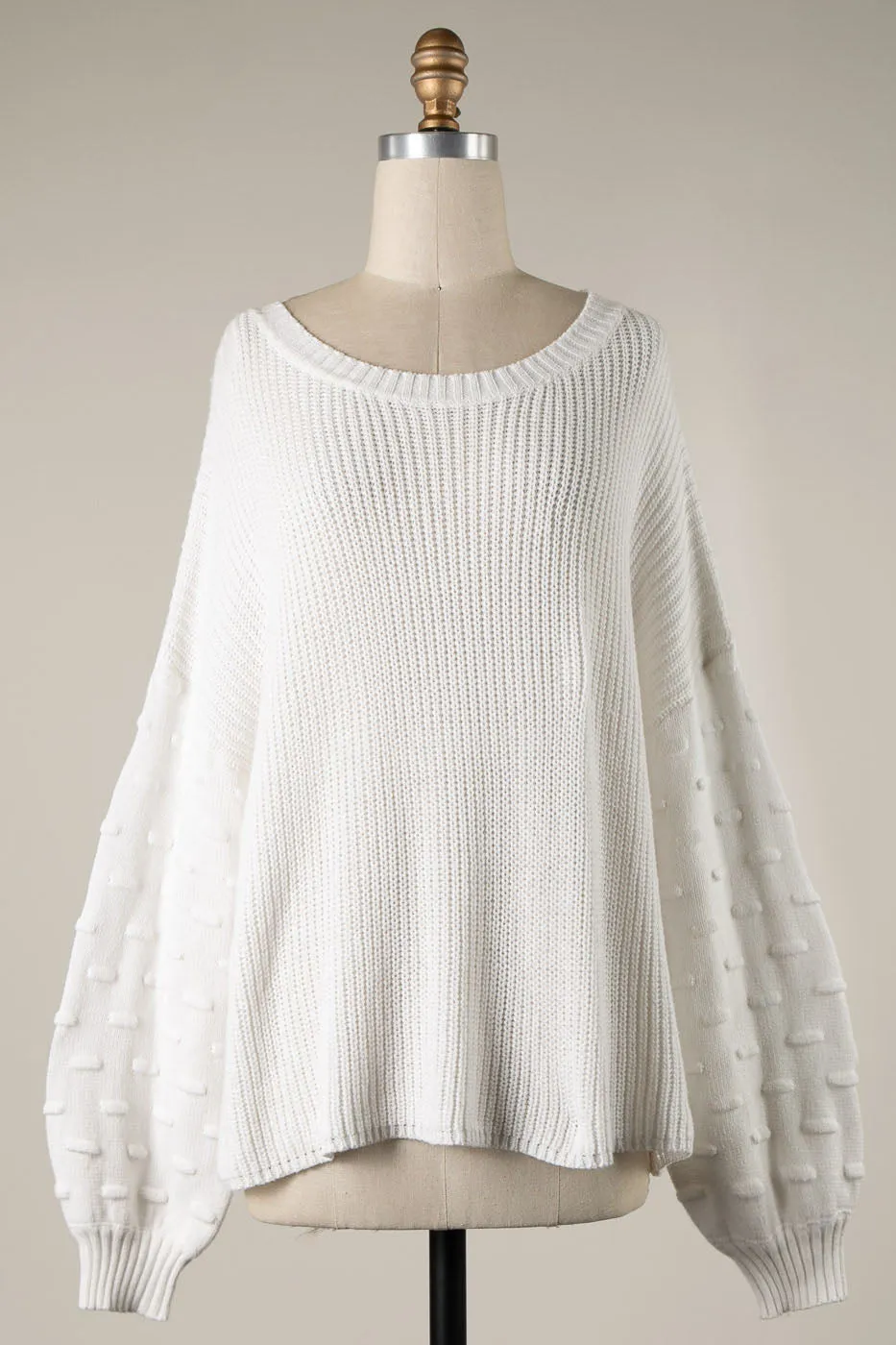 BUBBLE SLEEVE DETAIL CABLE KNIT SWEATER 1 PACK