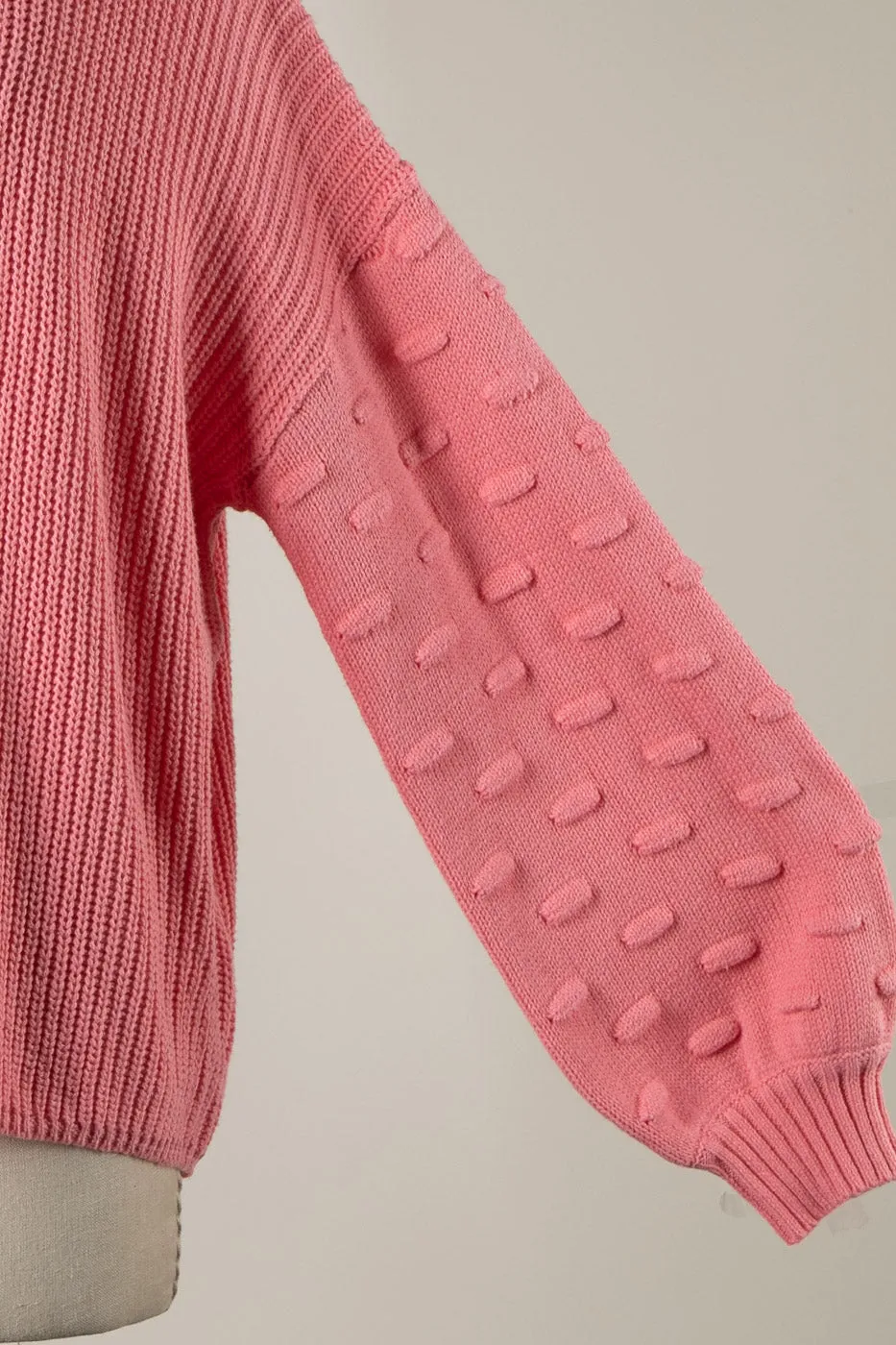 BUBBLE SLEEVE DETAIL CABLE KNIT SWEATER 1 PACK