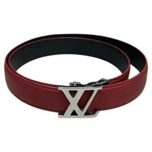 Burgundy Men's Luxury Belt Genuine Leather Sliver Buckle