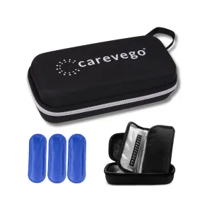CareVego insulin pen travel safe cooler ice bag Hard eva case with 3 Cooler Ice Pack