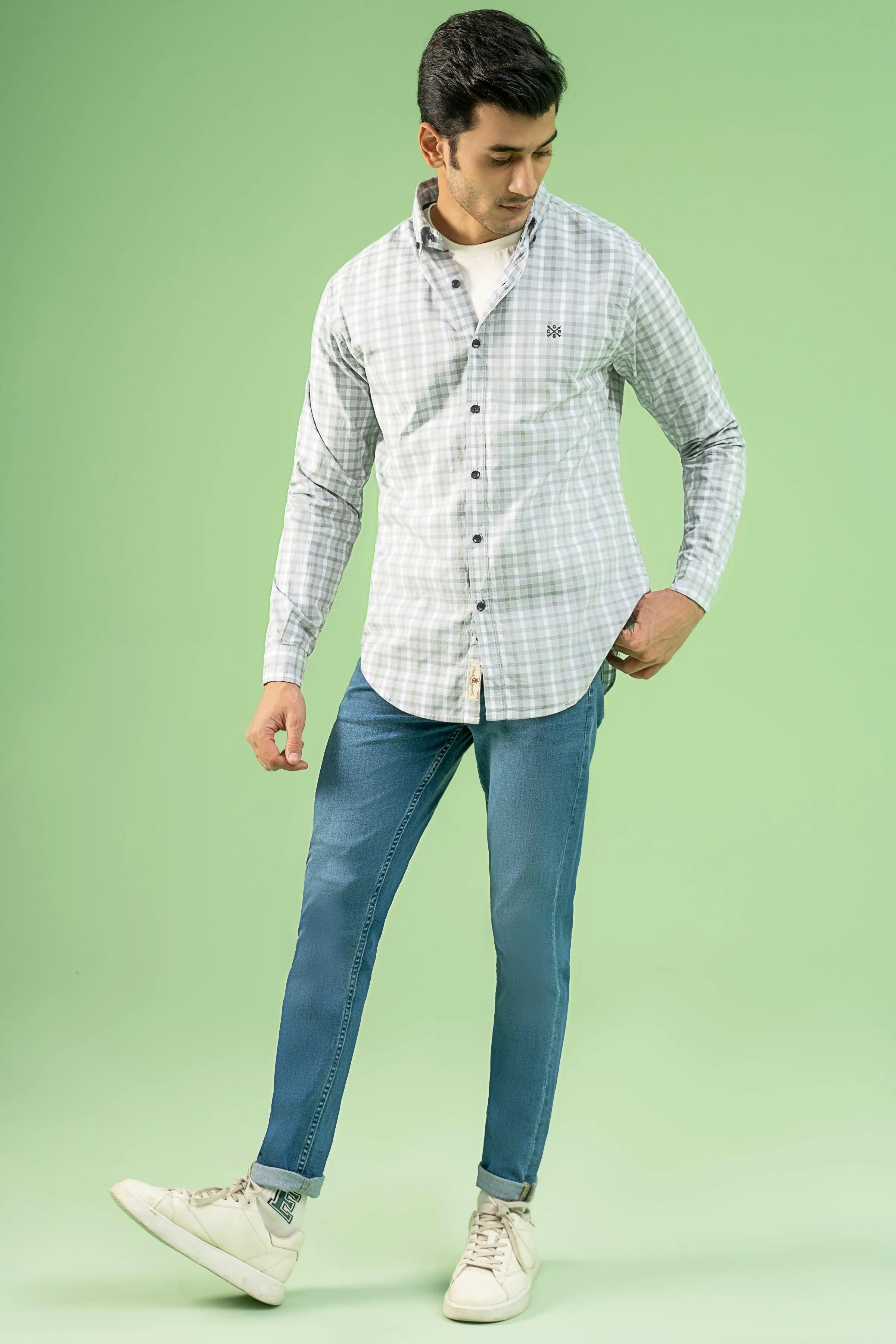 CASUAL SHIRT GREY WHITE