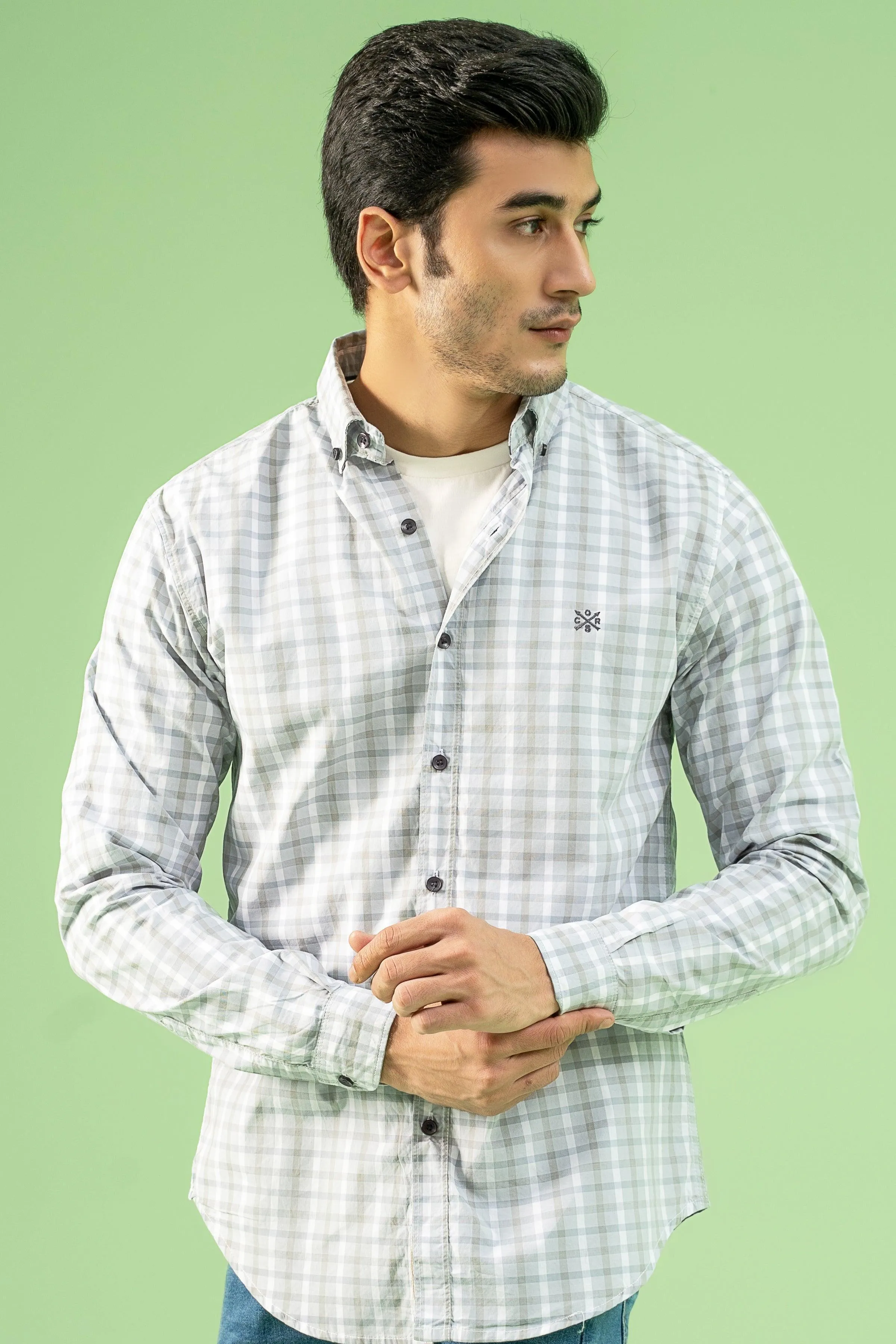 CASUAL SHIRT GREY WHITE