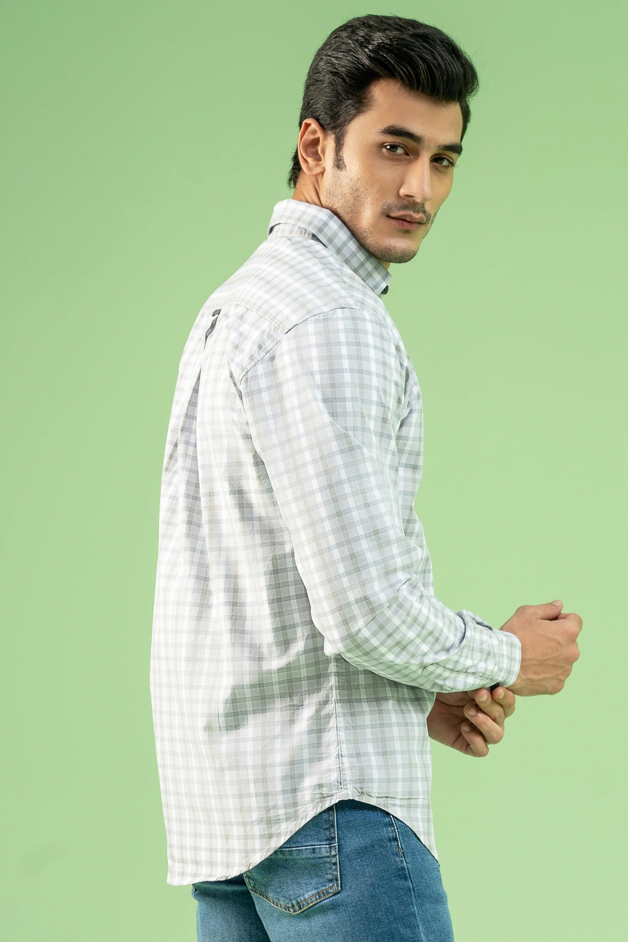 CASUAL SHIRT GREY WHITE