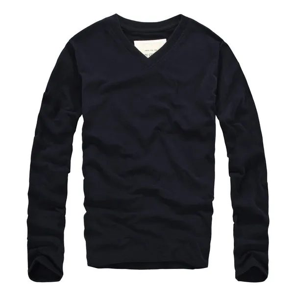 Casual V-Neck Cotton Long Sleeve Shirt