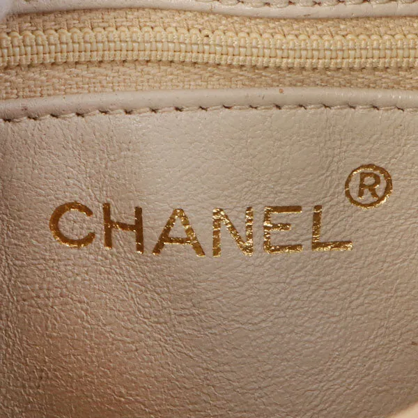 Chanel Around 1995 Made Caviar Skin Cc Mark Stitch Chain Shoulder Bag Beige