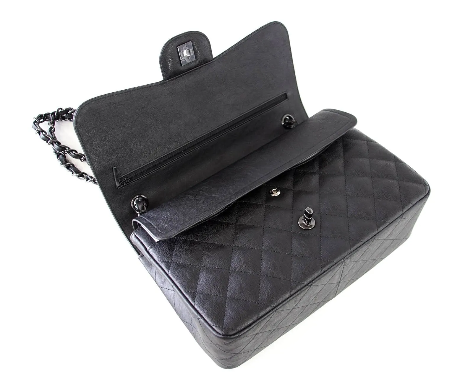 Chanel Bag Quilted So Black Jumbo Classic Double Flap Calfskin Limited Edition
