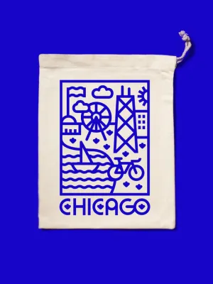 Chicago Lake Shore Drive Drawstring Bag Blue