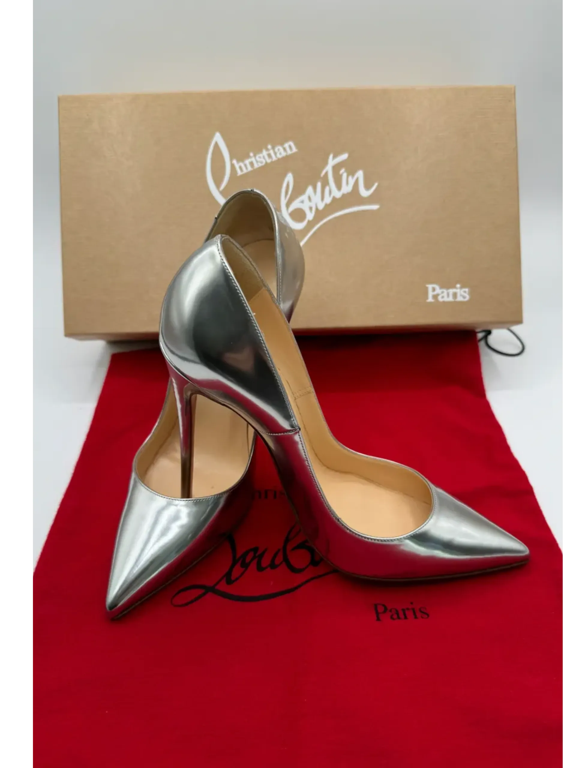 Christian Louboutin SO KATE 120 Metallic Silver Stiletto Heels