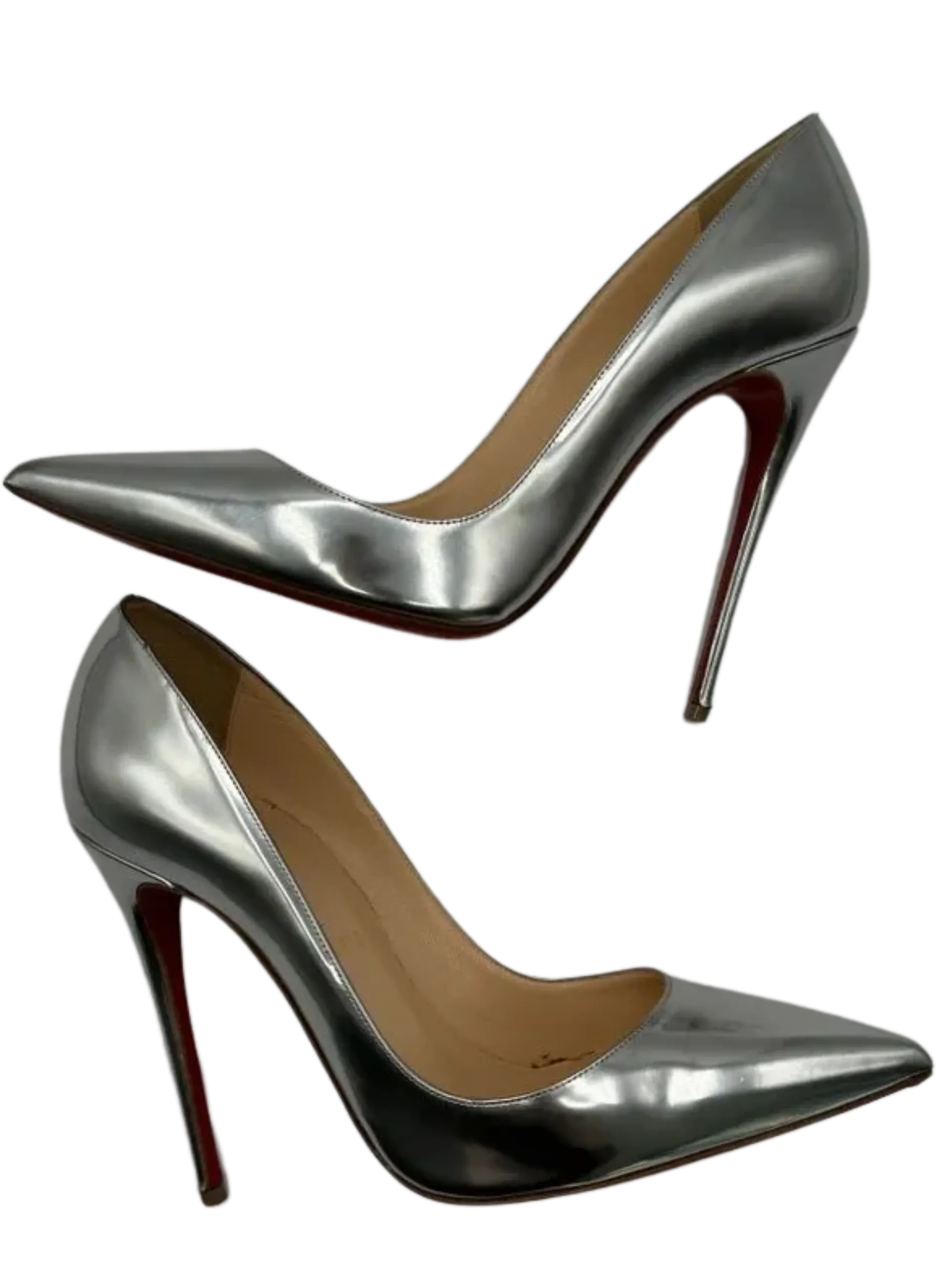 Christian Louboutin SO KATE 120 Metallic Silver Stiletto Heels