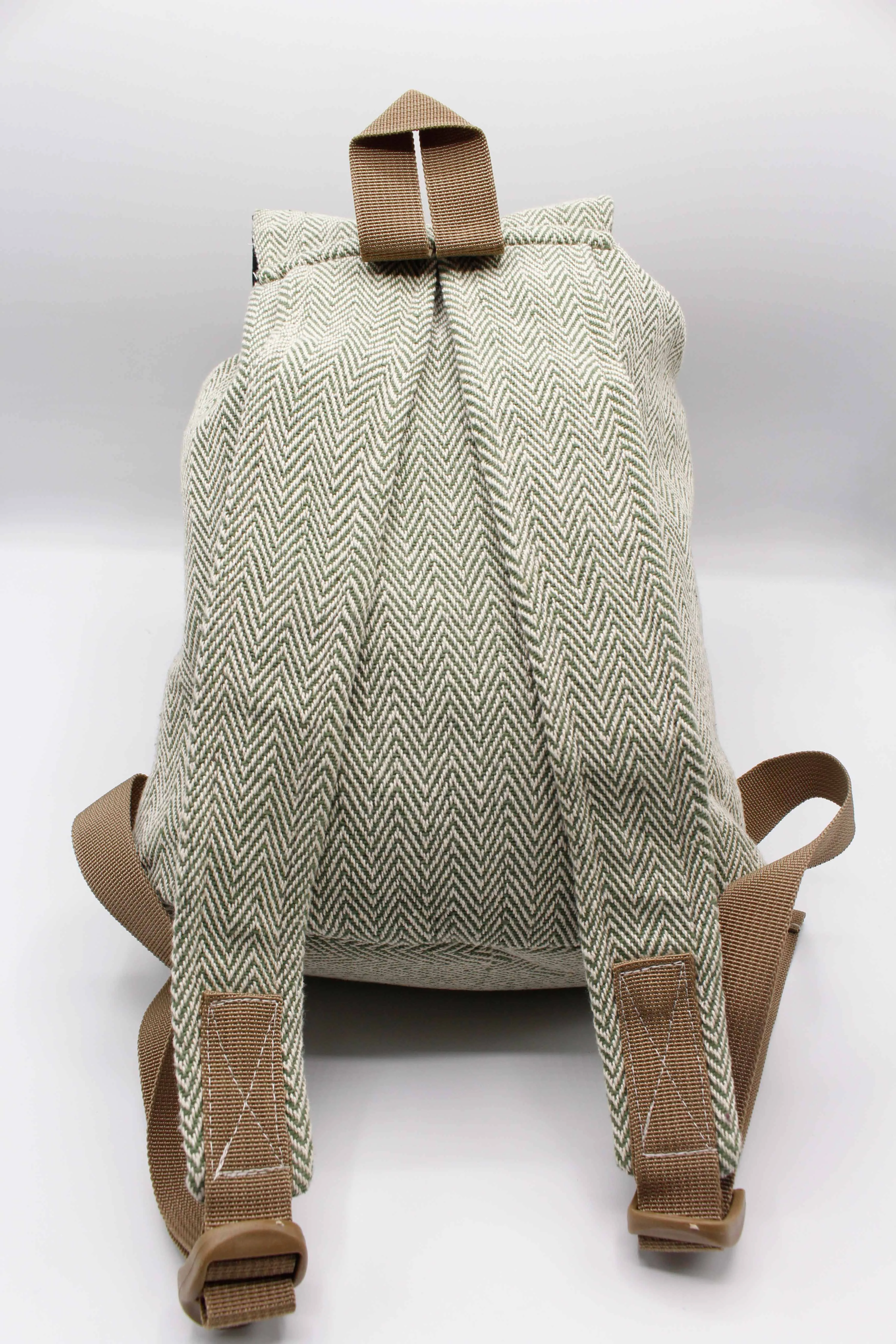 Dark Sea Green Herringbone Unisex Hemp Backpack