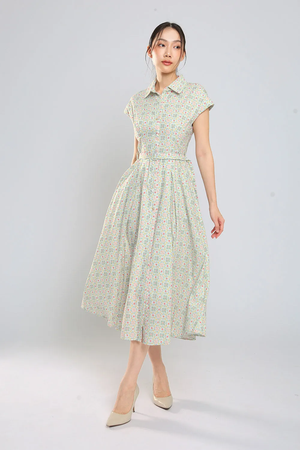 Dezza Midi Dress in Texture Prints