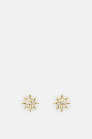 Electra Sparkle Star Shape Gold Stud Earrings