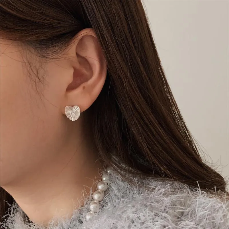 Elegant Gold Plated Sparkling Heart-Shaped Sunburst Stud Earrings