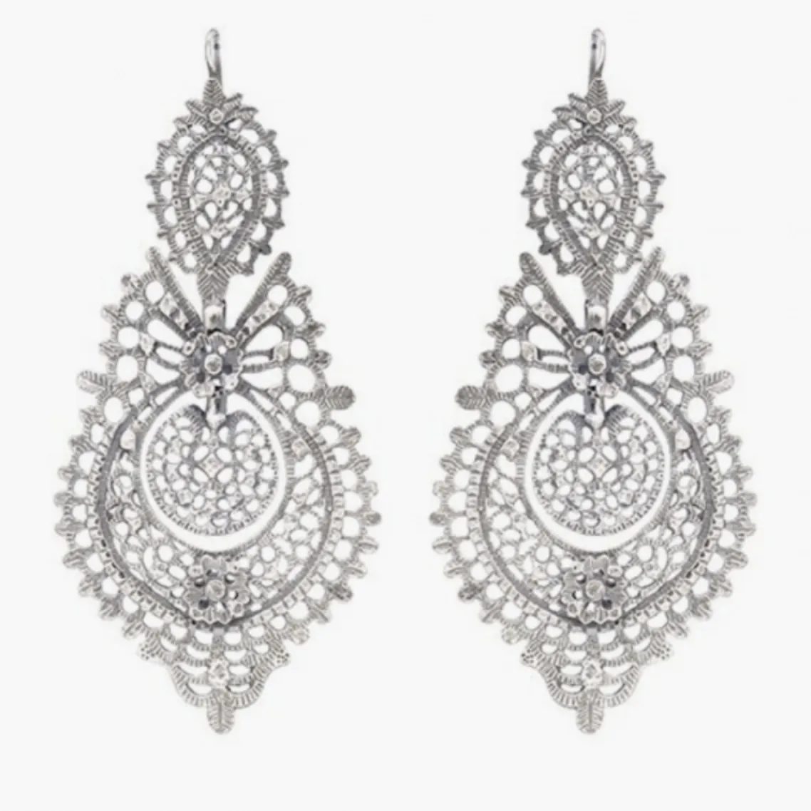 Elegantly Grand Sterling Silver Filigree "Queen" Earrings